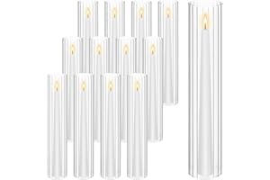 YMHPRIDE Hurricane Candle Holder Sleeve, Cylinder Candle Holders for Pillar Candles, D:2.5" H:14" Clear Ribbed Glass Candle Holder Set of 12, Open Ended Candle Shade for Centerpieces Wedding Table Decorations