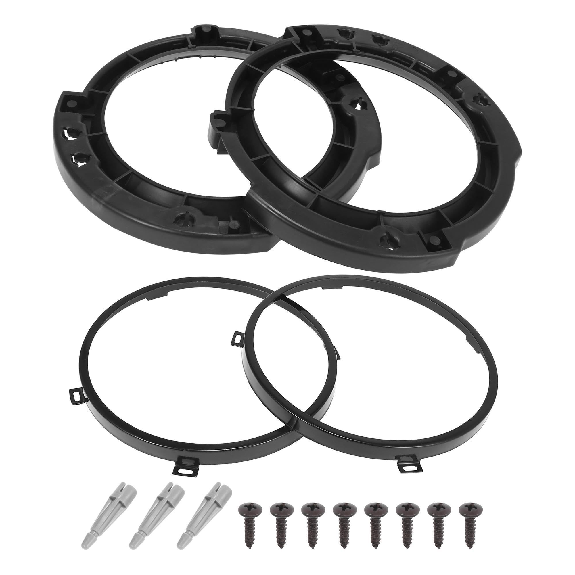 Photo 1 of X AUTOHAUX 7 Inch Round Headlight Mounting Retaining Bracket Ring Set with Headlight Metal Ring for Jeep Wrangler JK 2007-2017 Black