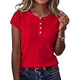 Rapbin Women Blouses Spring Tops for Women 2026 Cap Sleeve Sweater Crew Neck Summer Outfits Dressy Casual