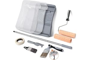 ROLLINGDOG 11 PC Paint Roller Kit-9 Inch Paint Rollers with Frame, Extension Pole, Paint Tray with Liners, Brushes, Paint Rol