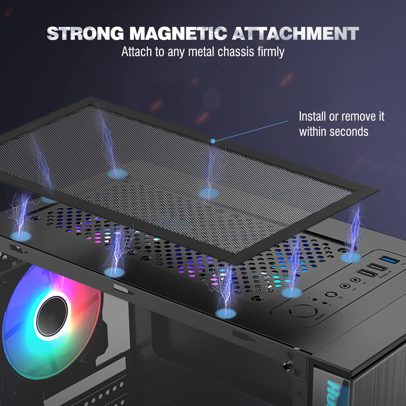 Moko 400X300Mm Diy Pc Case Dust Mesh Filter, [4 Pack] Pvc Dustproof Magnetic Dust Filter Cover, Pc Mesh Grill With Magnetic Frame Strip Computer Cooler Fan Dust Filter For Computer Pc Case, Black - View 6