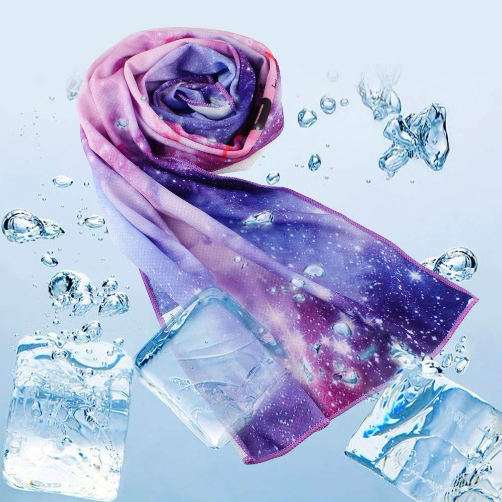 btcus4 Cooling Towel for Instant Relief Ice Cold Quickly Soft Breathable - Sports, Fitness, Yoga (Purple)