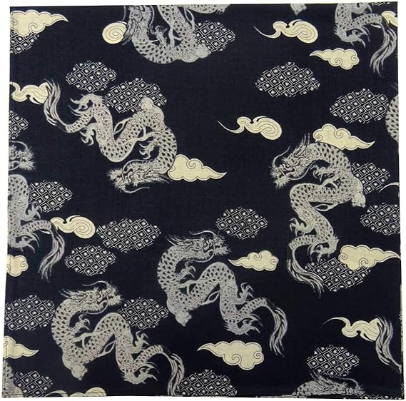 Amazon J Bridge Western 日本製 バンダナ 綿 コットン フリーチーフ ハンカチ 和柄 和風 龍 4123 110 No 01 黒 バンダナ 通販