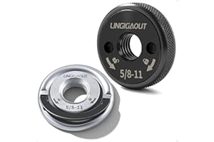 LINGIGAOUT 5/8"-11 Angle Grinder Flange Nuts 2-Pack, Tool-Free Quick Release Locking Kit. Silver D-Ring & Knurled Arbor Nut. Heavy Duty Self-Locking for 4-1/2" 5" 7" 9" Grinders