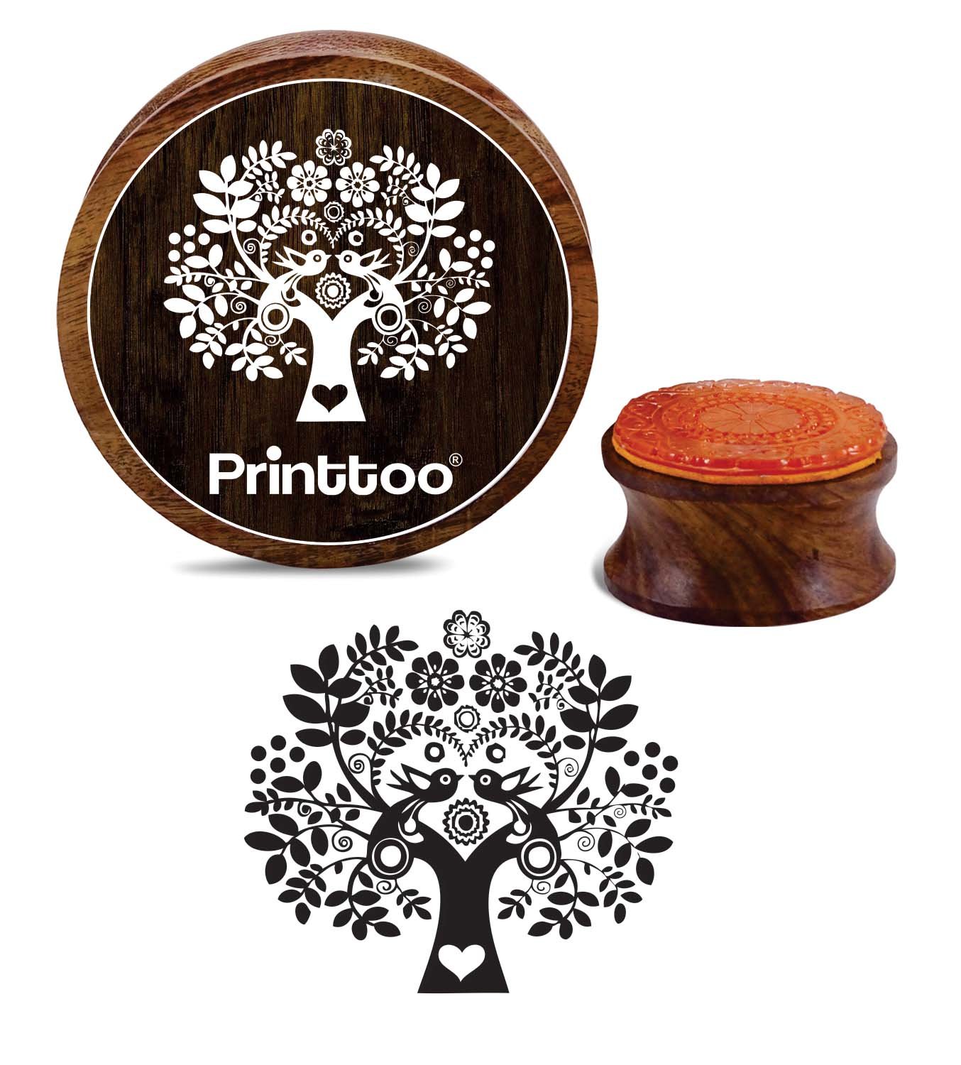 Printtoo Scrap-Booking Round Wooden Rubber Stamp Tree Pattern Crafting Stamps-2 Inch