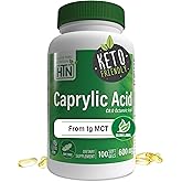 Health Thru Nutrition Caprylic Acid 600mg 100 Softgels | C8 Octanoic Acid from Pure 1g MCT Oil | Non-GMO & Soy Free | Support Healthy Digestive and Intestinal Health | Keto Friendly