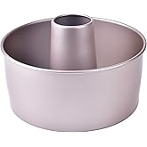 Bakeley Angel Food Cake Pan, 8-Inch with Removable Loose Bottom Non-Stick Chiffon Tube Pan for Oven and Instant Pot Baking (Champagne Gold)
