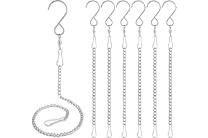 Tsocent Swivel Hooks, 6 Pack 360° Hanging Swivel Hooks with 12.9in Extended Chain for Outdoor Wind Spinners, Wind Chimes, Windsock and Crystal Twisters Parts Supplies (6 Pack)