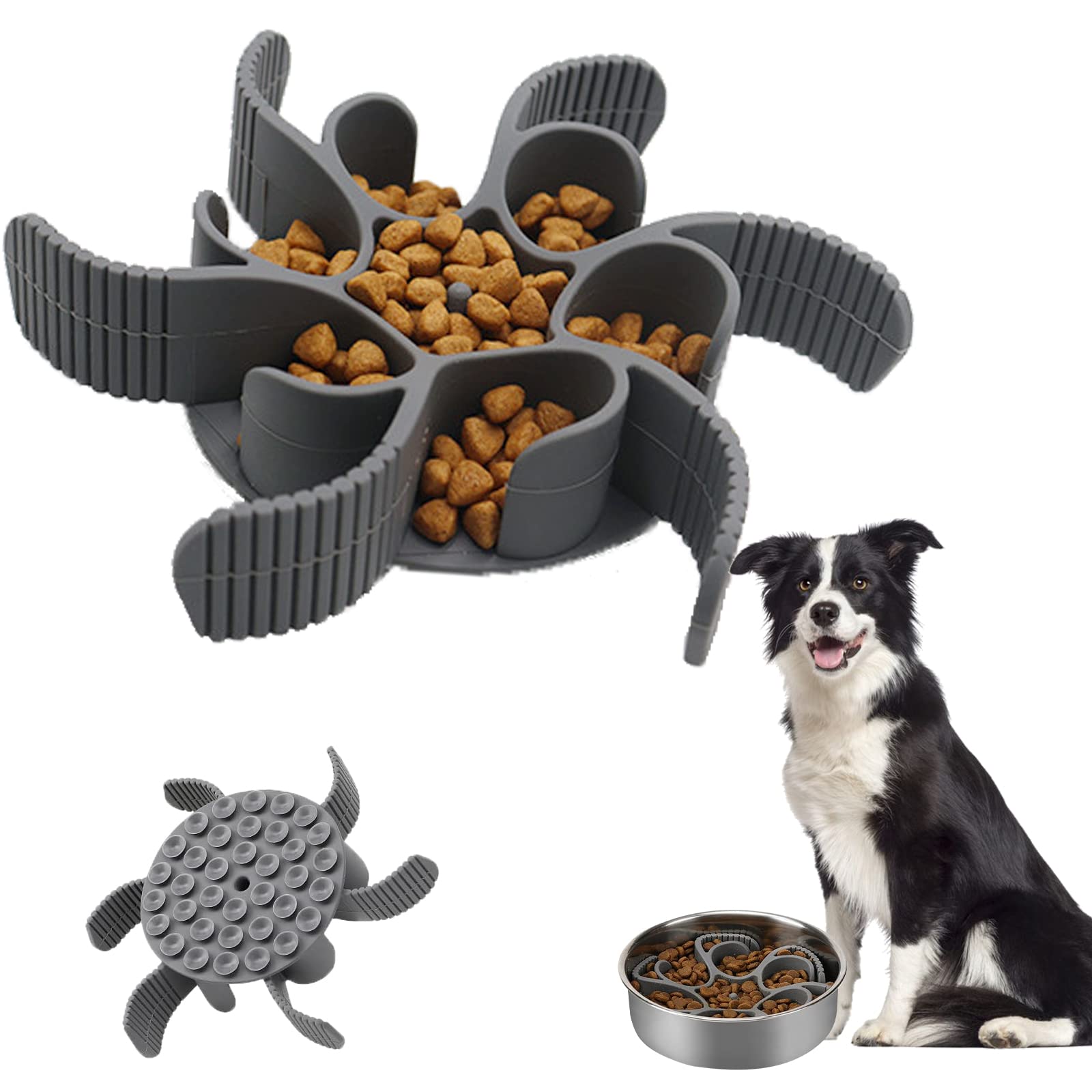 ICOUVA Slow Feeder Dog Bowl Insert,Cuttable Slow Feeder Insert for Dog,Pet feeder with Strong Suction CupsBowls to Slow Down Eating Compatible with Most Bowl