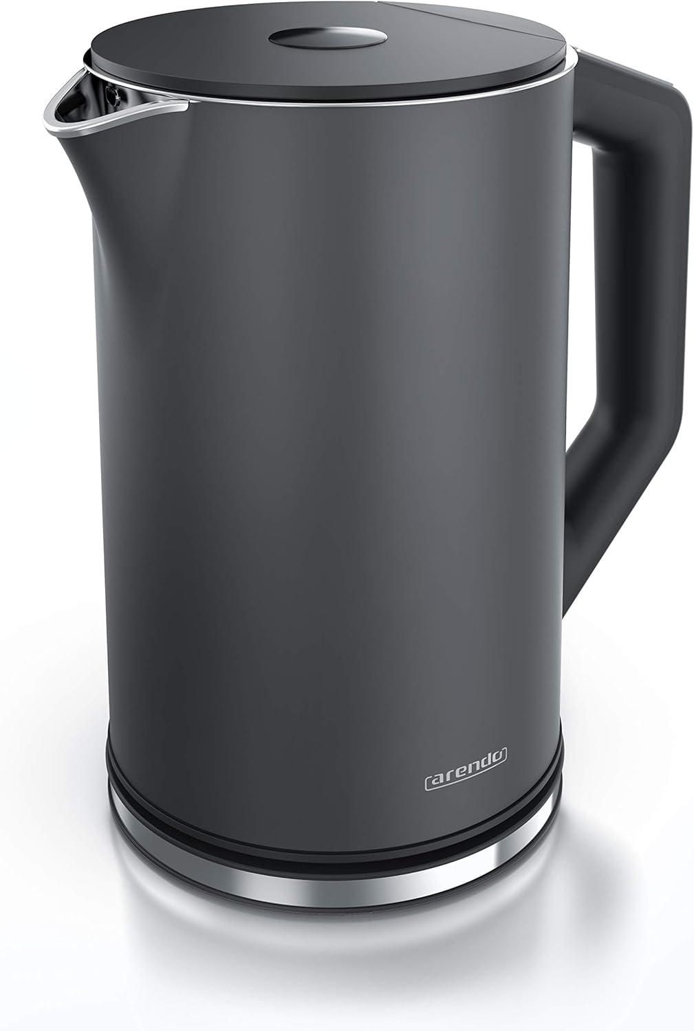 Arendo - Edelstahl Wasserkocher mit Temperatureinstellung 40-100 Grad in 5er Schritten - Doppelwand Design - Modell ELEGANT - 1,5 Liter - 2200 W - Teekocher mit Temperaturanzeige - GS - Cool Grey