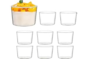 Guoguiming 8 Pcs 8 Oz Custard Cup Clear Pudding Cup, Tasting Glasses Prep Bowls for Parfait, Ice Cream, Party Birthday,Small 