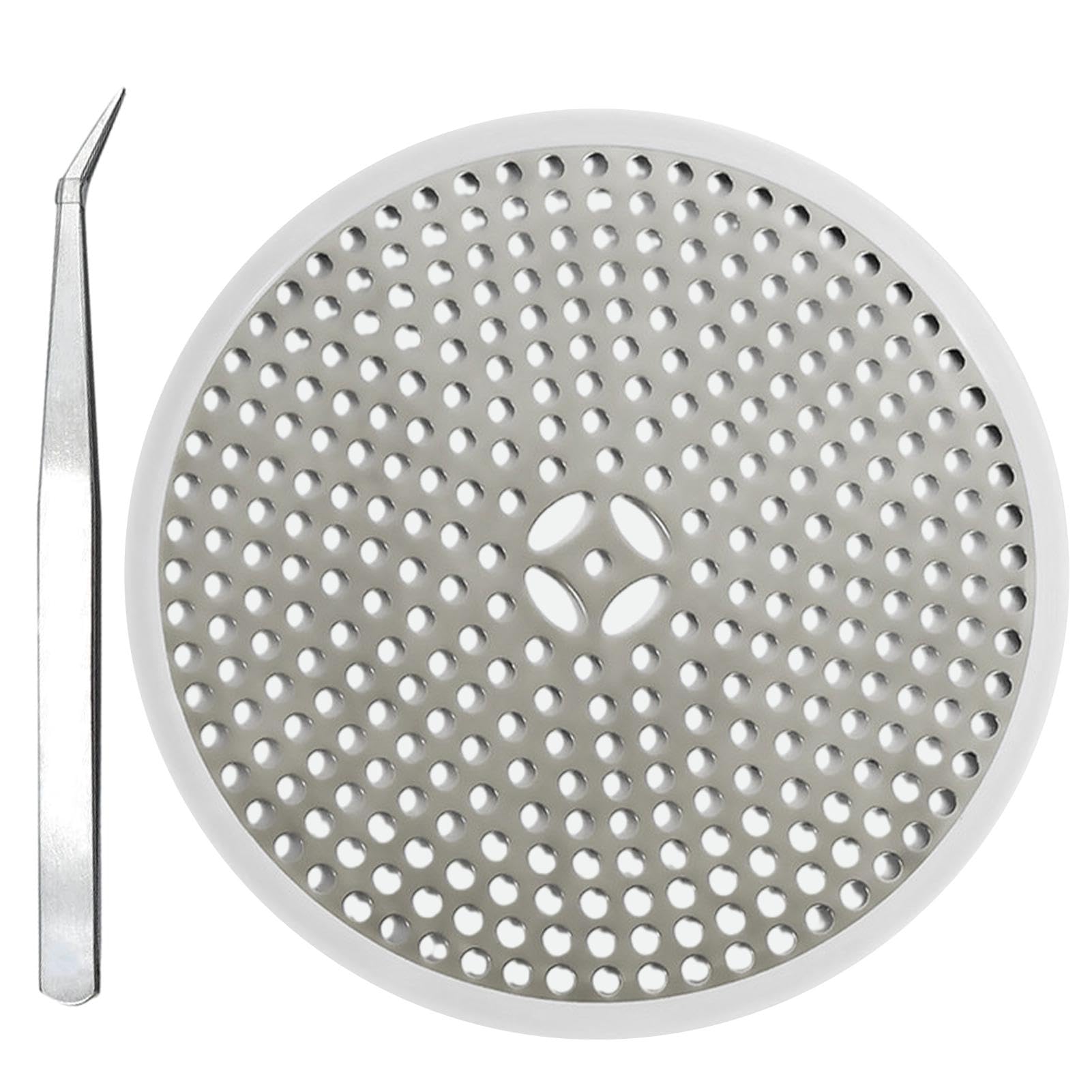Divono Shower Drain Cover Hair Catcher, 11.8cm Shower Hair Catchers, Stainless Steel Mesh Shower Drain Protector with Tweezer, Shower Drain Hair Trap for Bathroom Sink Kitchen
