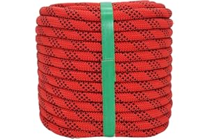 YUZENET Braided Polyester Arborist Rigging Rope (3/8 inch X 100 feet) High Strength Outdoor Rope for Tree Climbing Hiking Camping Swing, Red
