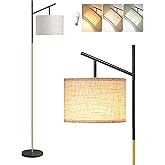 EDISHINE Modern Floor Lamps for Living Room, 64.7" Minimalist Standing Lamp with 3 Color Temperatures Bulb & Adjustable Linen