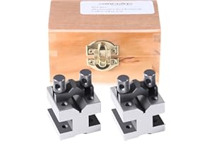 Accusize Industrial Tools 1-3/8 Inch x 1-3/8 Inch x1-3/16 Inch Ultra Precision V-Block and Clamp Set in Fitted Box, 3610-9011