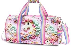 RLGPBON Unicorn Duffle Bag for Girls and Woman,Dance Bag Girls,Overnight Bag Gymnastics Sports Bag for Kids with Shoe Compartments,Woman Travel Weekender Sleepover Carry On Bag