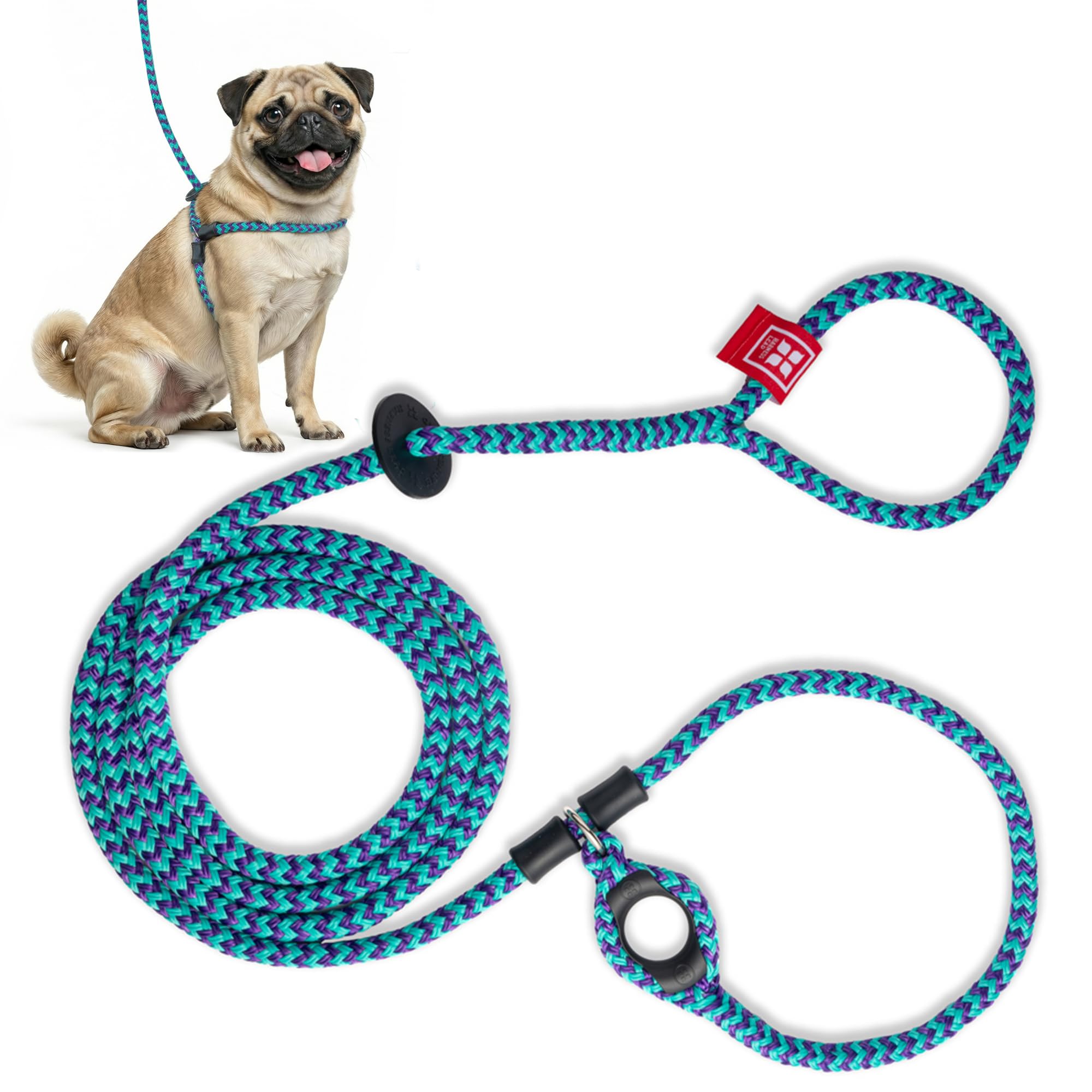 Harness Dog Harness and Leash Set, Anti Pull, One-Piece Cushioned Rope, Small/Medium, Purple/Turquoise — image 1