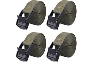 Azarxis Lashing Straps Ratchet Tie Down Secure Cinch Strap Adjustable Cam Buckles Belts Heavy Duty up to 441 lbs Capacity for Motorcycle Cargo Kayak Boat Canoe Truck Trailer (Green - 4 Pack,16.4 ft)
