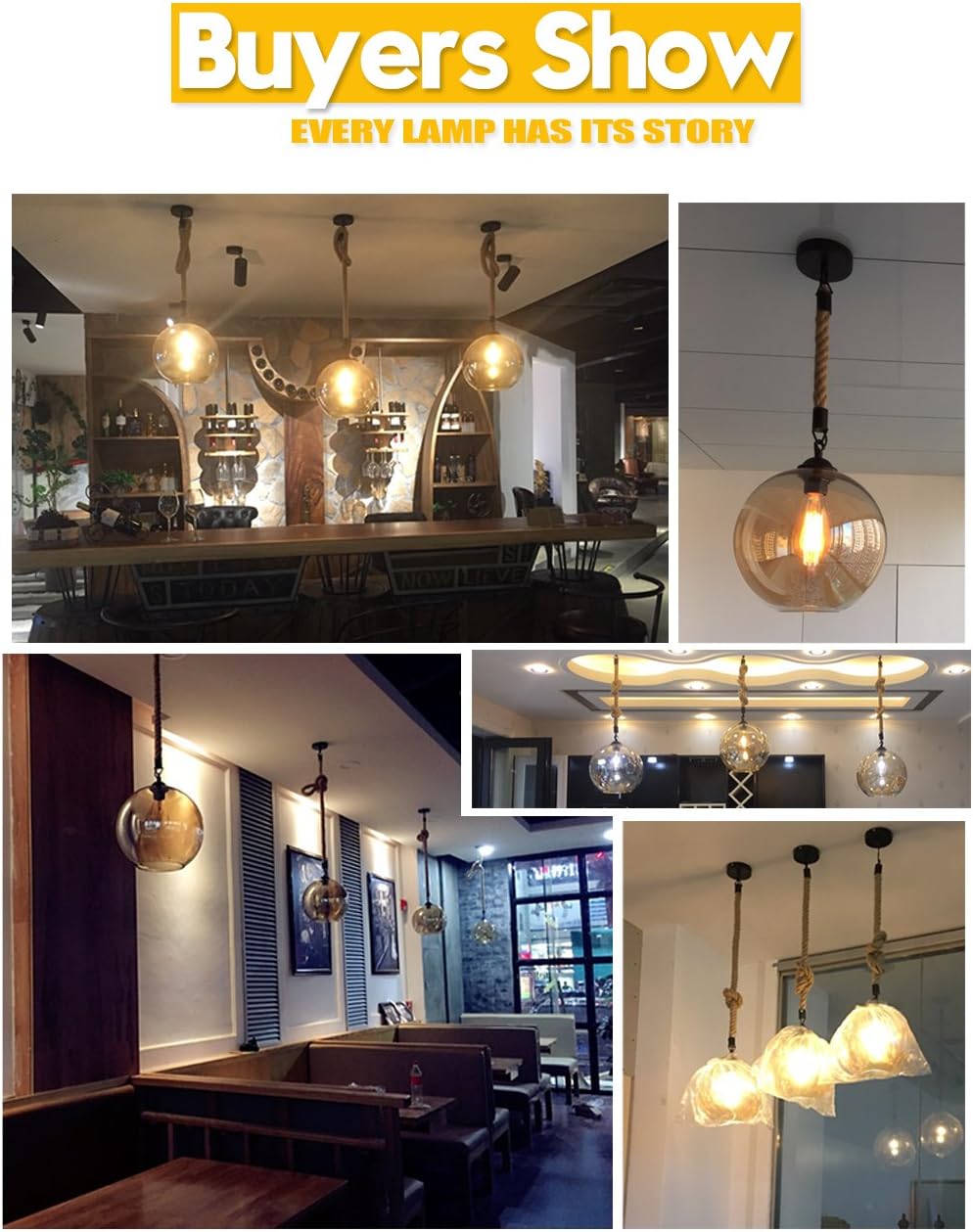 iYoee Industrial Glass Globe Pendant Light Fixture - Industrial Style Globe Glass Lampshade Hanging Fixture Lighting with Adjustable Cord Length for Kitchen Island Lights, use E26 Edison Bulb - - 