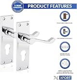 XFORT Euro Profile Victorian Scroll Door Handles in Polished Chrome, 1 Pair view 3