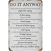 Bugana Do It Anyway Inspirational Motivational Quotes Vintage Metal Sign, Wall Art Decor Retro Posters Tin Signs for Man Cave Bar Garage Car Room Streets 8 x 12 Inch