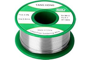 TANG HONG Lead Free Solder Wire,0.6mm Rosin Core Solder,Sn99.3 Cu0.7,for Electronic Repairs,50g Lead Free Solder