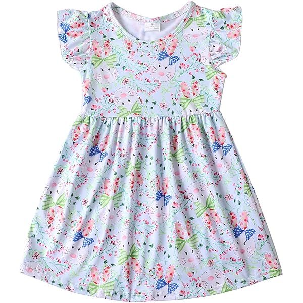 Toddler Girl Bunny Dress - Flutter Sleeve Princess Party Dress For Ages 4-5T