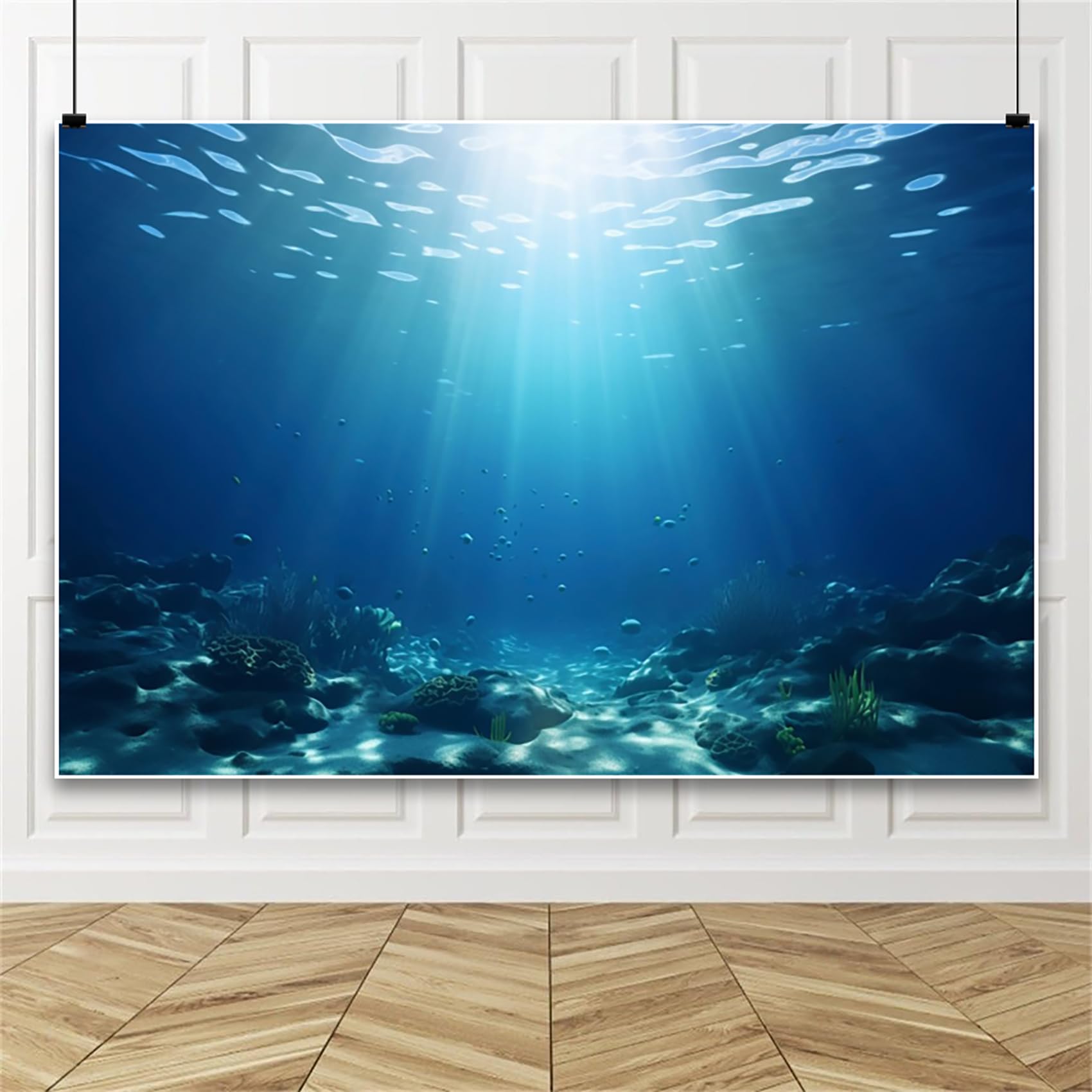Bovlleetd 7x5ft Deep Sea Backdrop Aquarium Underwater World Ripple Sunlight Coral Fishes Backdrop Ocean Aquarium Photography Background Wallpaper Video Studio Props Vinyl