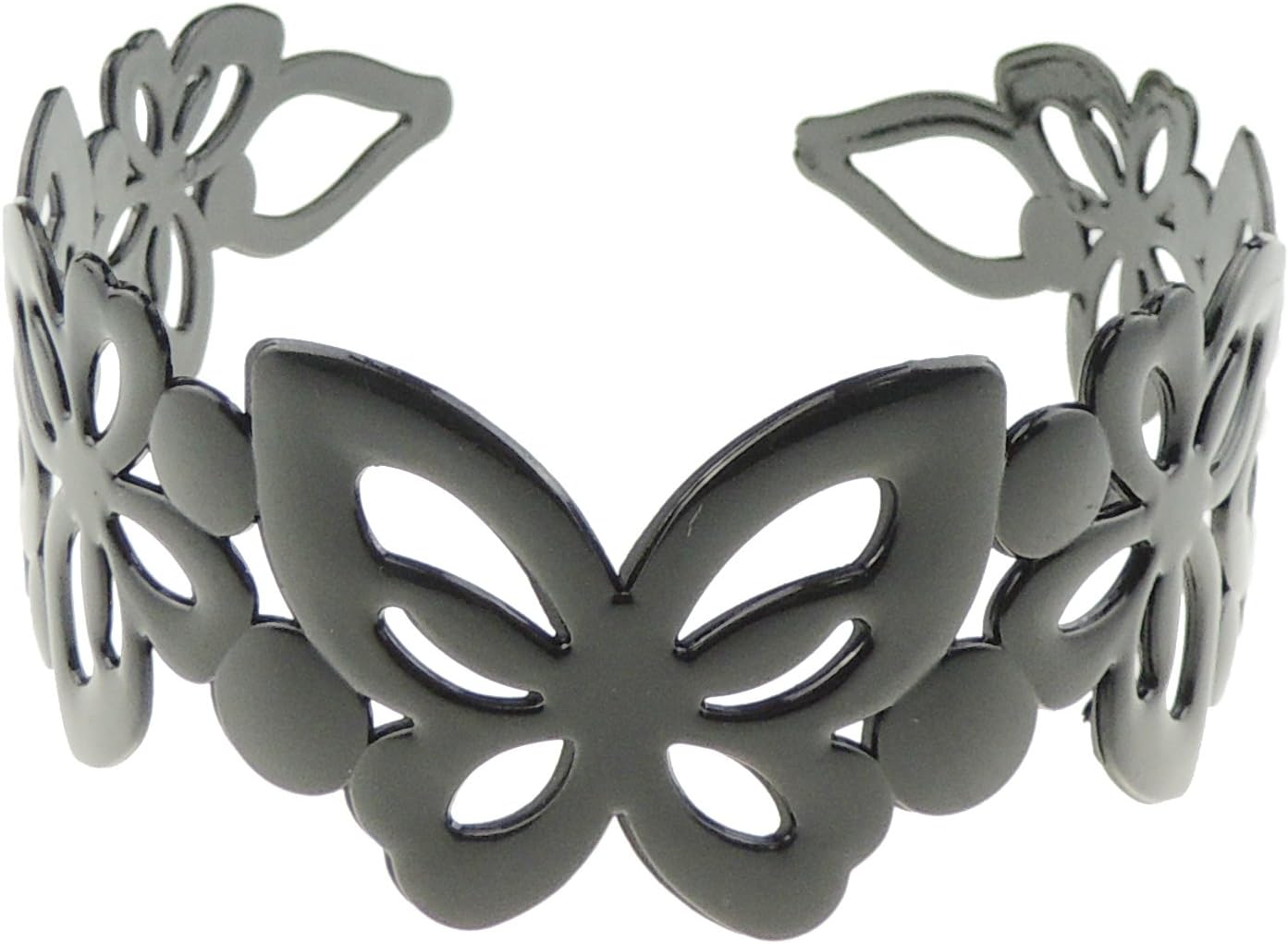 GIRLS SMALL HEAD LADIES School Uniform Work Gym Yoga Birthday Party Hair Accessories Plain Plastic Wide Stencil Short Long Hair Headband Alice Band Hairband Butterfly (Black)