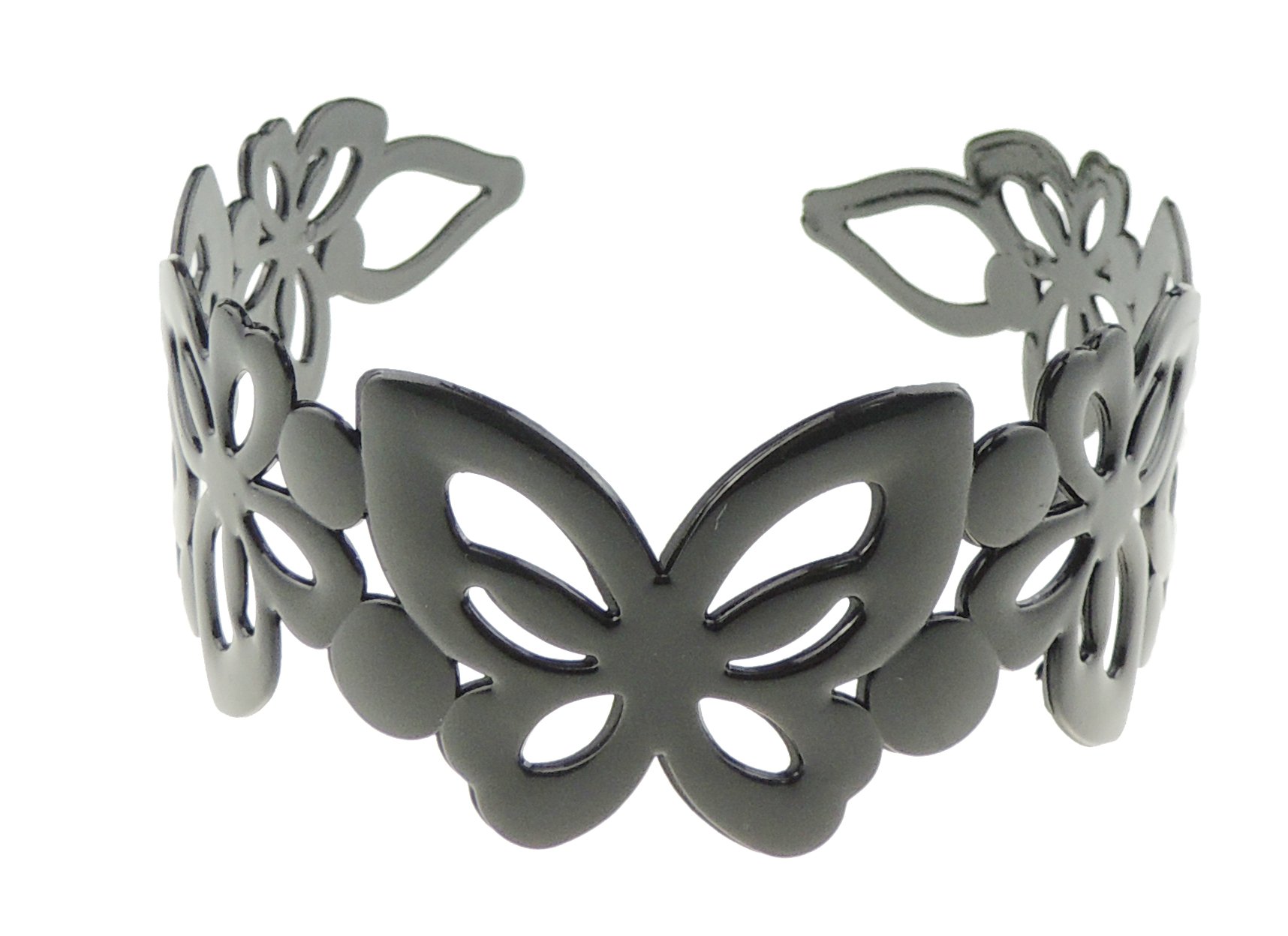 GIRLS SMALL HEAD LADIES School Uniform Work Gym Yoga Birthday Party Hair Accessories Plain Plastic Wide Stencil Short Long Hair Headband Alice Band Hairband Butterfly (Black)