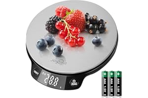 JOYHILL Food Scale, 5kg/0.1g Digital Kitchen Scale for Food Ounces and Grams Baking & Cooking, Premium Stainless Steel Food Weight Scale with LED Display, Ultra Accurate, Batteries Included