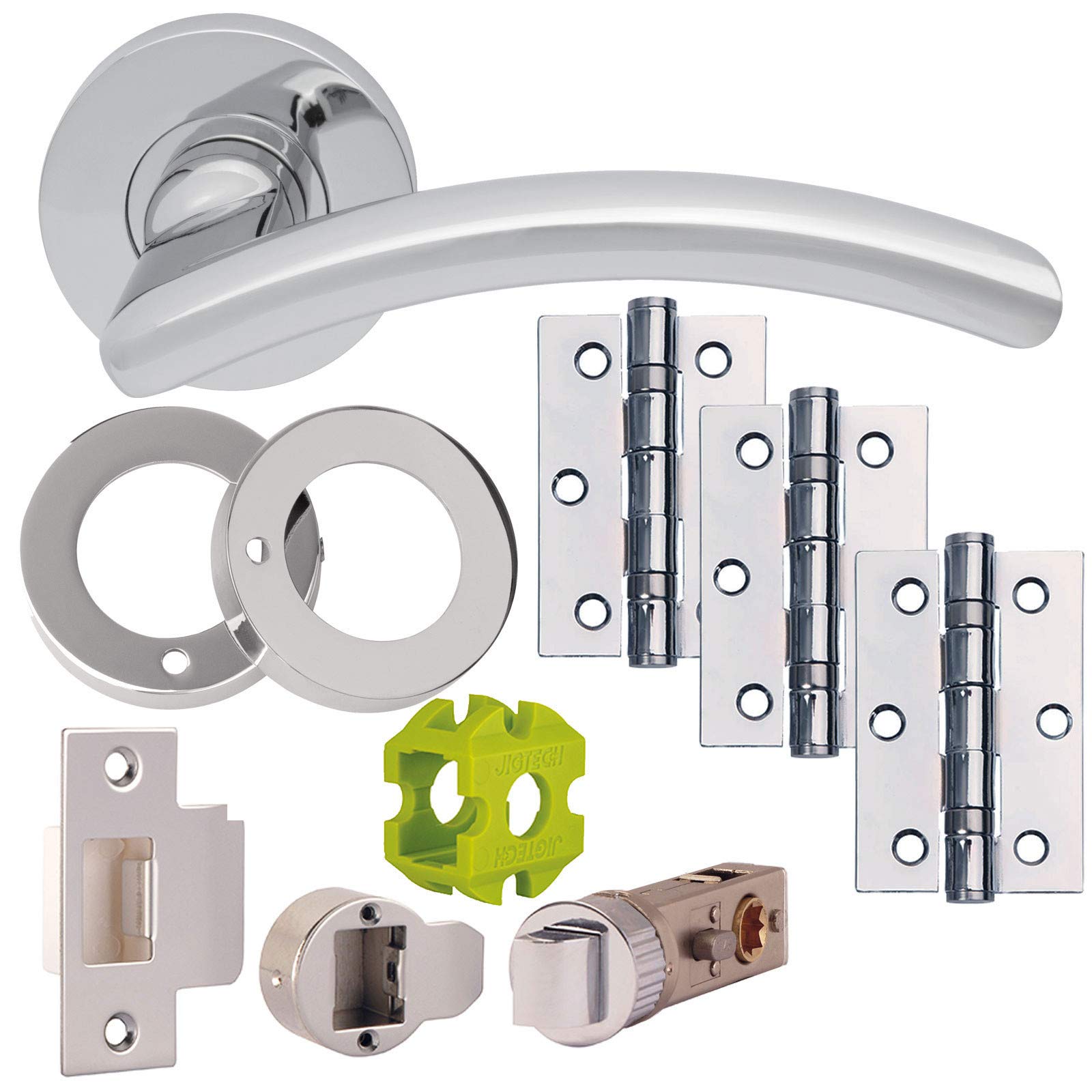 Jigtech JTB71210 Viper Door Pack-Latch, Satin Chrome, 57mm