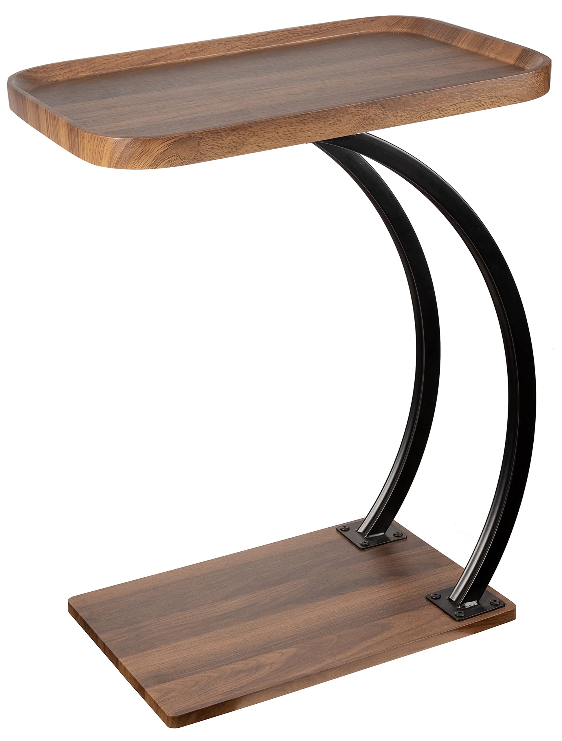 Photo 1 of ***(PARTS ONLY/ MAJOR DAMAGE/ NON FUNCTIONAL)***ALPOME C Shaped 2tier Large Tray Wood top Heavy Duty Side end Table Large TV Tray for Couch Sofa Double Bent Tubes 2