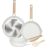ESLITE LIFE Frying Pans Set Nonstick Skillets Set Egg Omelette Pans, Healthy Ceramic Coating Cookware Chef's Pan, Compatible with All Stovetops (Gas, Electric & Induction), PFOA Free (White,4-Piece)