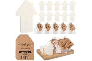 Swiffen 25 Sets Housewarming Party Favor Short House Shaped Soap Mini Soap with Thank You Tag Organza Bags Twine New Home Return Gift Idea for Guests Sweet Home House Warming Decorations