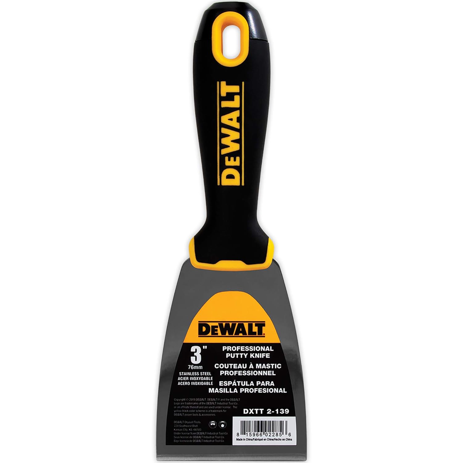 DEWALT 3-Inch Putty Knife | Stainless Steel w/Soft Grip Handle