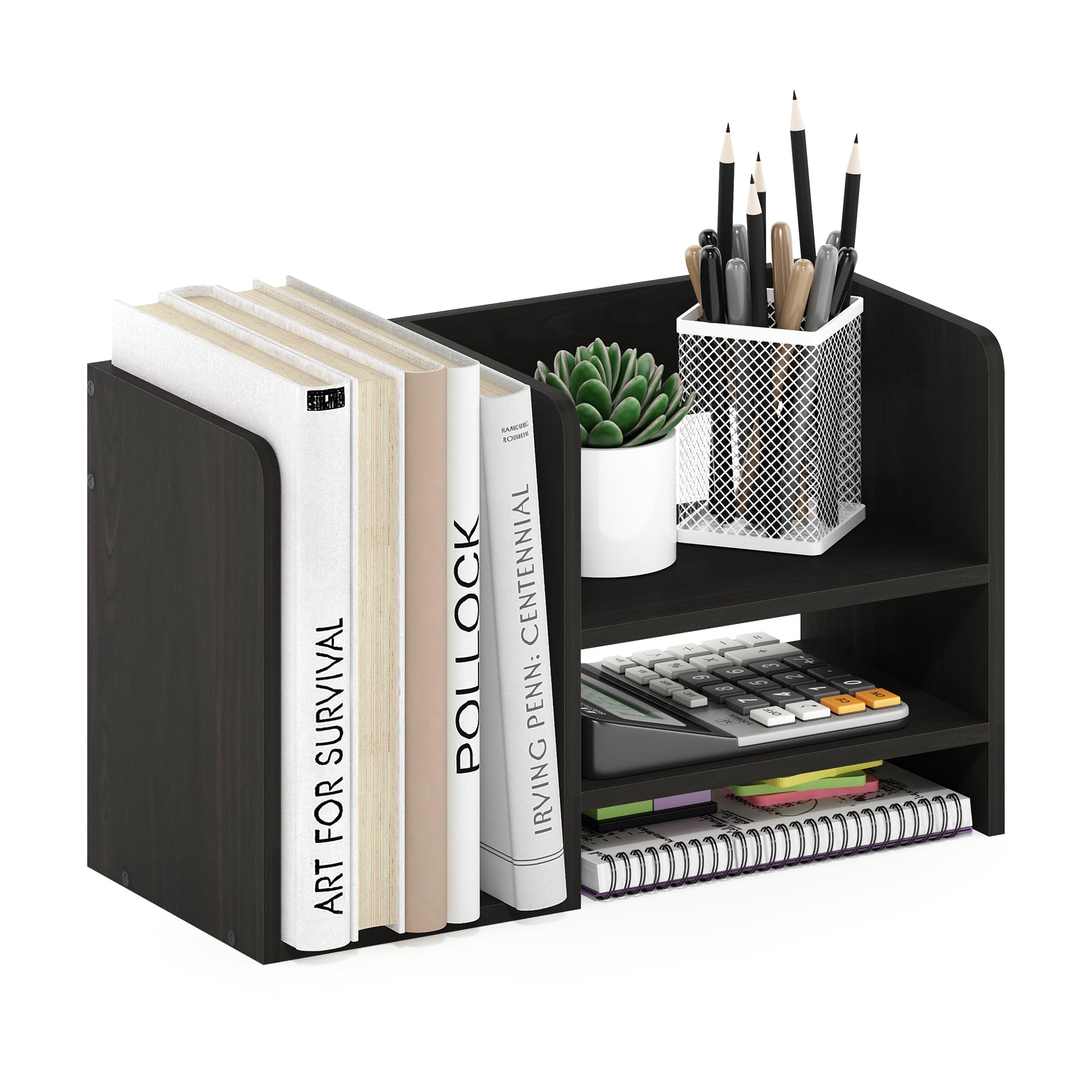 Furinno Desktop Storage Organizer, Engineered Wood, Espresso, 2 Shelves Space