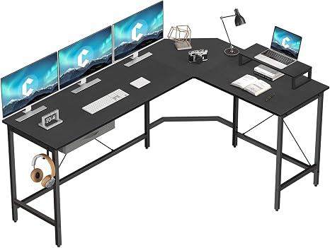 Amazon Com Cubicubi L Shaped Desk Computer Corner Desk Home Office Gaming Table Sturdy Writing Workstation With Small Table Space Saving Easy To Assemble Kitchen Dining