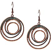 MINACHI Ethnic Vintage Bohemian Retro Antique Turquoise Color Theme Dangle Drop Earrings, Boho Jewelry Gift for Women