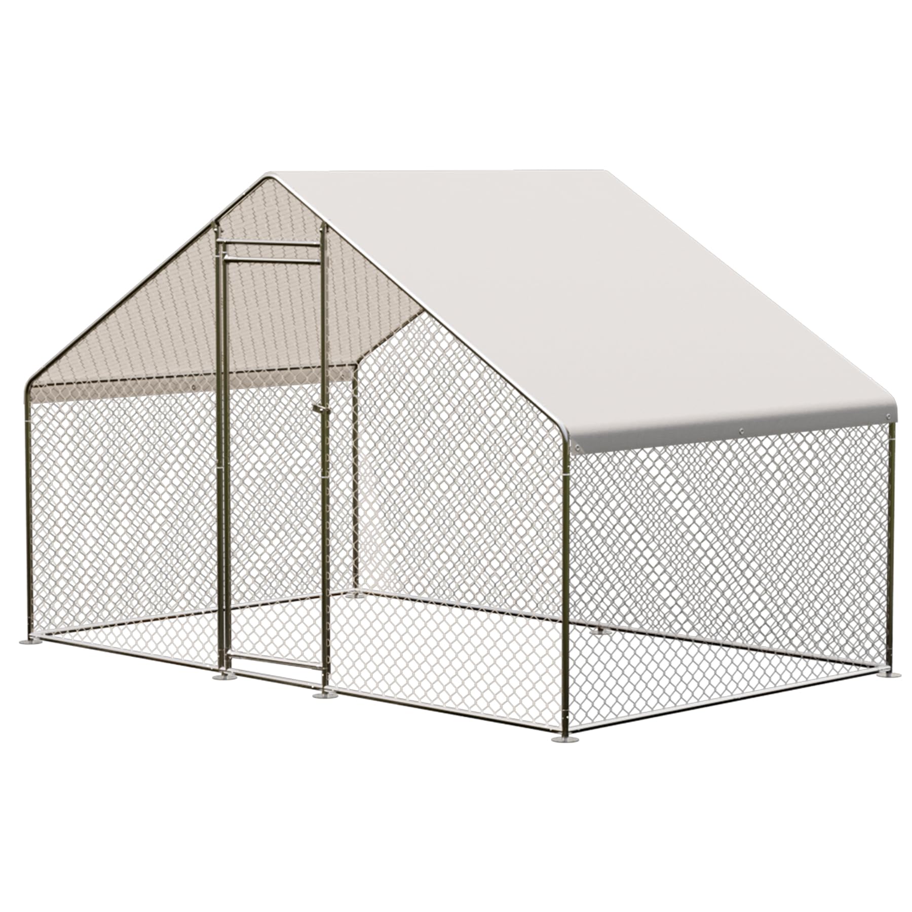 Photo 1 of ***It is used, it is missing a part and it is not known if it works 100%.**** Large Metal Chicken Coop, Walk-in Poultry Cage, Chicken House with Waterproof and Anti-Ultraviolet Cover for Outdoor Yard Farm Silver 9.8X6.5X6.5FT