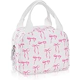 UUYUUY Lunch Bag for Women Ribbon Bow Insulated Lunch Box Reusable Cooler Bag Portable Cute Corduroy Leakproof Tote Bags for Travel, Work, and Picnic