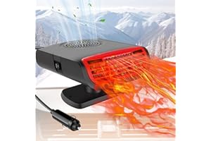 LARDERGO 12V 150W Car Heater & Cooling Fan - Rapid Windscreen Defogger & Window Defroster for Winter & Humid Weather - Safe & Portable with Cigarette Lighter Plug-In for All Cars - Black/Red