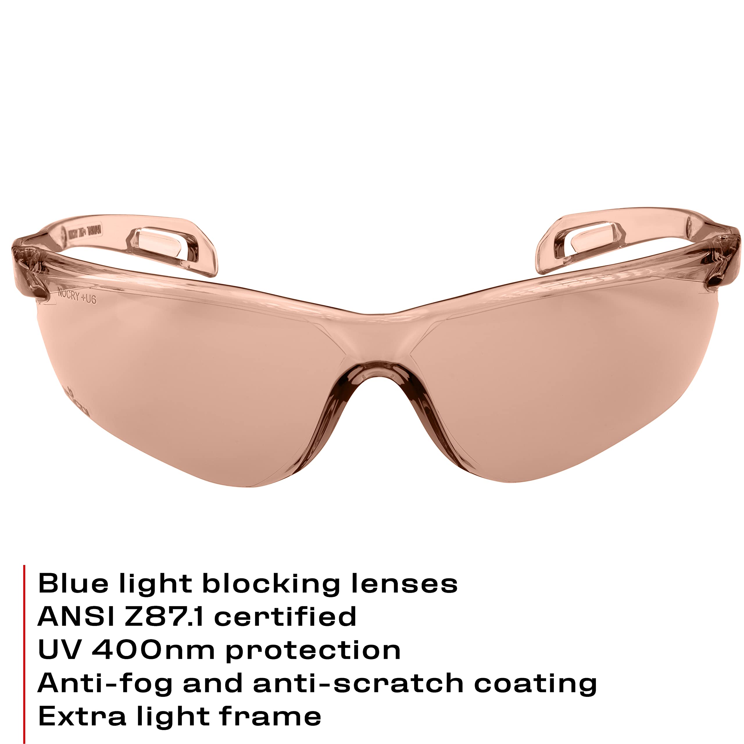 NoCry Safety Glasses - Blue Light Filter Glasses with Orange Lenses, Scratch-Resistant Anti-Fog Coating, Glasses with UV 400 Protection, ANSI Z87.1 Certified