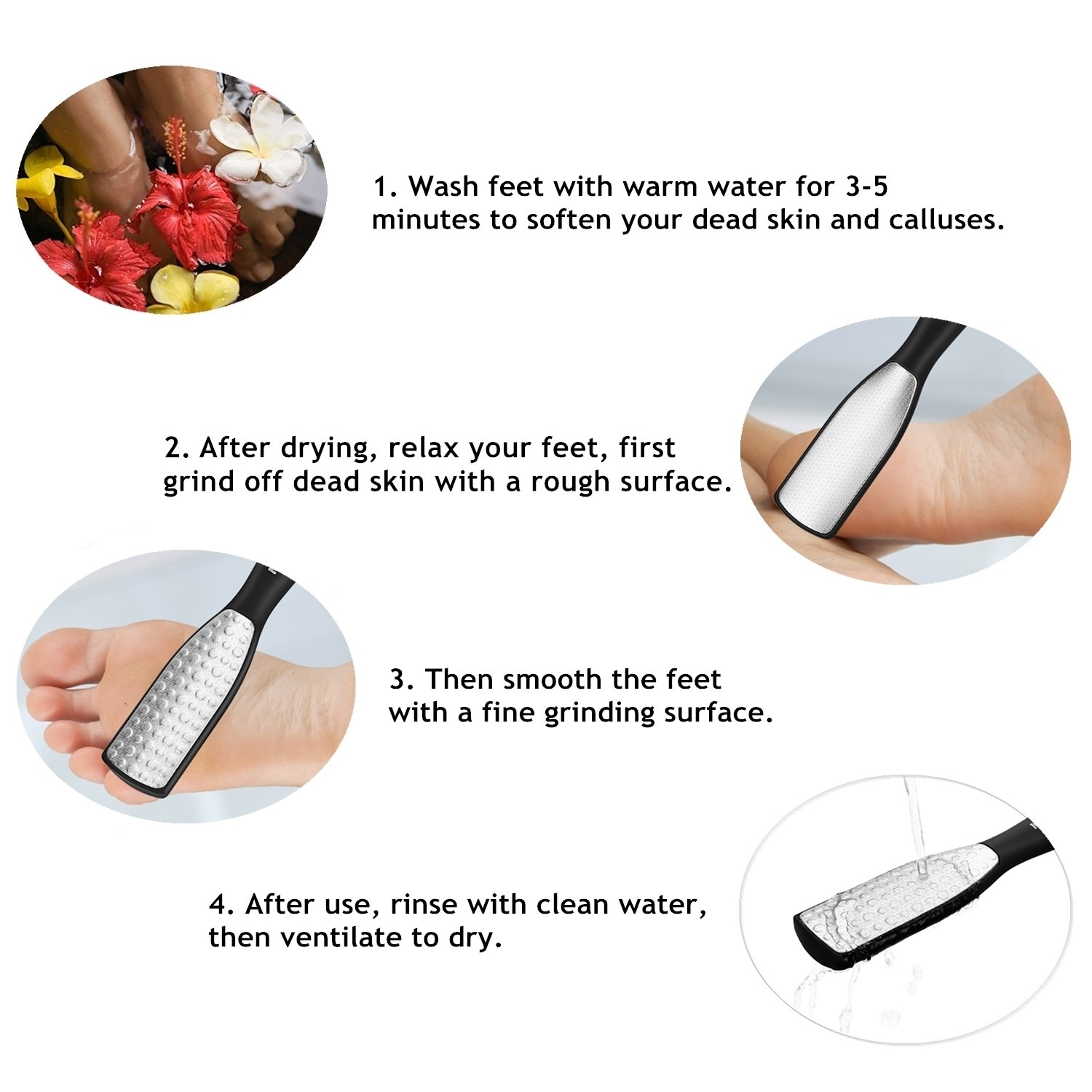 Foot File, 2-Sided Callus Remover, MOLAER Hypoallergenic Foot Care Pedicure Tool to Remove Dead Skin, Stainless Steel Surface, Used on Both Wet and Dry Feet : Beauty