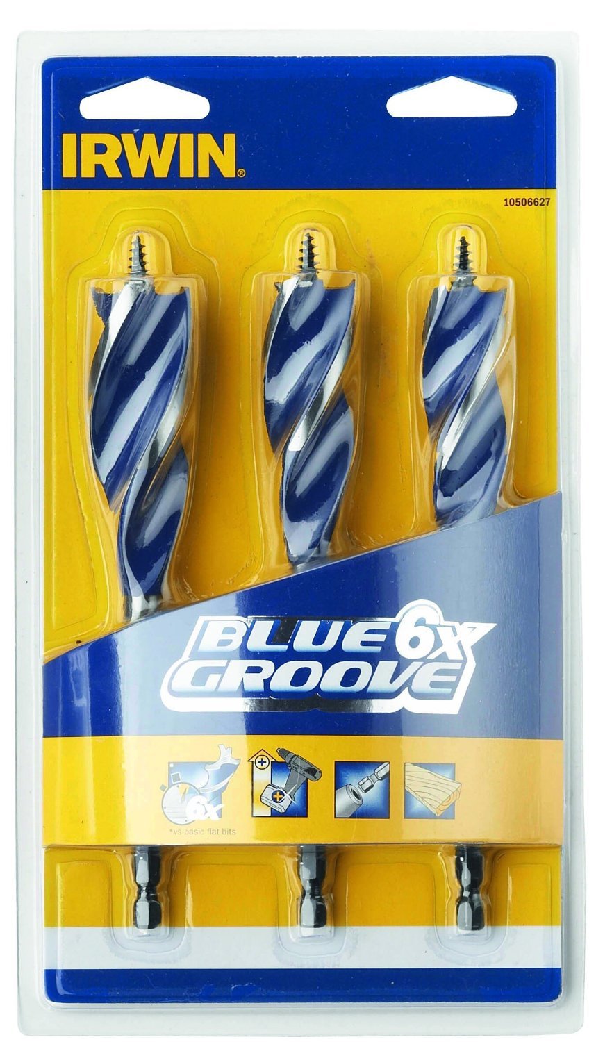 Irwin 10506627 6X Blue Groove Wood Drill Bit, 3 Pieces โ image 1