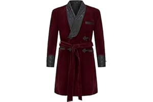 Apornipal Men's Long Velvet Smoking Robe Double Breasted Jacket Blazer with Belt for Dinner Wedding Party