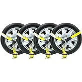 Mytee Products (4 Pack) 2" x10' Lasso Ratchet Strap with J Finger Hook Wheel Net Auto Tow Towing Car Hauler Tie Down