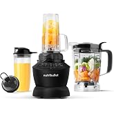 nutribullet&reg; Full-Size Blender Combo, 1200W, Matte Black, NBF50500AK | 1200-watt blender for smoothies. Single-Serve &amp; Large Capacity. 64-oz pitcher, 24-oz tumbler cup. Dishwasher safe