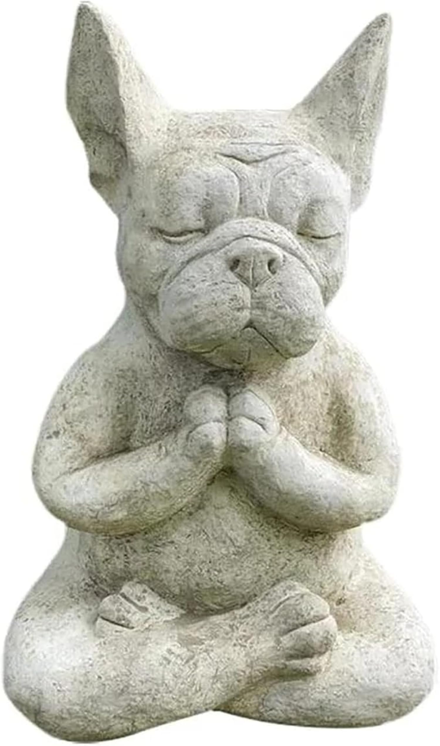 YWHWLX Meditating Yoga French Bulldog Figurine, Resin Buddha Statue Dog, Collectible for Garden Yard Decoration