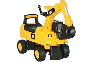 Aosom Ride-On Excavator for Kids, CAT Licensed Kids Manual Pedal Ride on Toy with Manual Shovel, Horn, Hidden Storage for 18-
